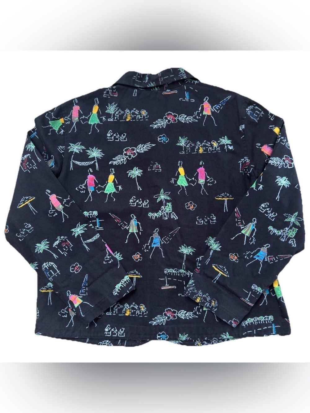 Vintage 90s Y2K Keren Hart Women Colorful People Button Up Jacket XL Embroidered - Picture 2 of 11